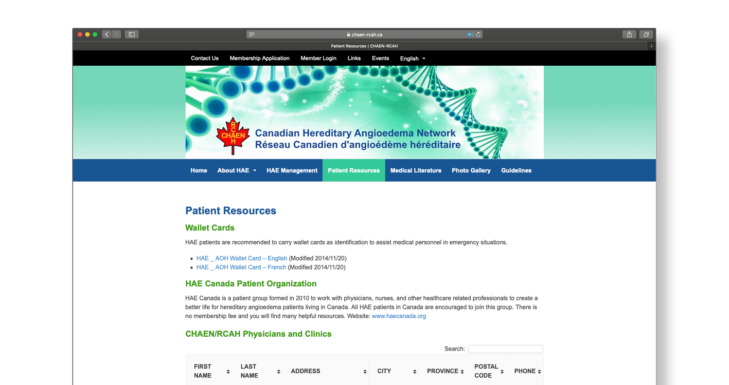 Canadian Hereditary Angioedema Network (CHAEN)