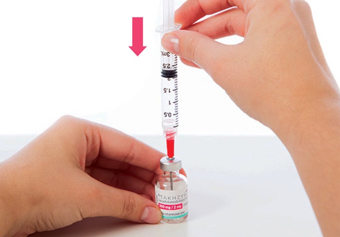 Transfer TAKHZYRO into syringe and switch to the pointed tip administration (injection) needle