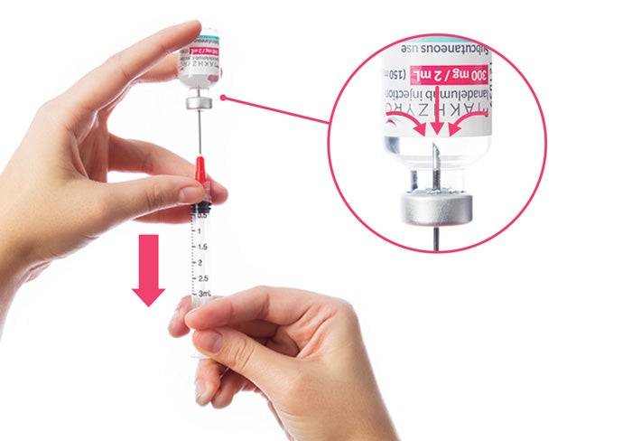 Transfer TAKHZYRO into syringe and switch to the pointed tip administration (injection) needle