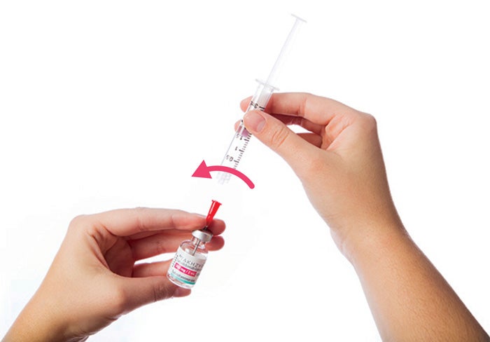 Transfer TAKHZYRO into syringe and switch to the pointed tip administration (injection) needle