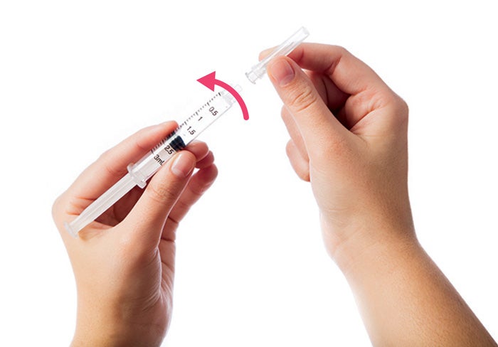 Transfer TAKHZYRO into syringe and switch to the pointed tip administration (injection) needle